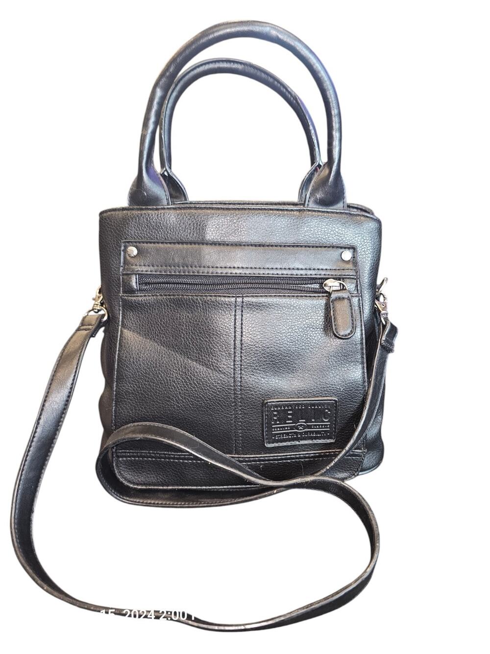 Relic (by Fossil) Black Faux Leather Double‑Handle Satchel Crossbody Bag* 10"x8"